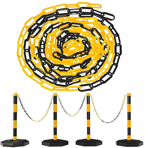 Persiiious Catena in Plastica, 6 mm di Spessore, 15 m, Catena a Barriera in Plastica, per Avvisi di Sicurezza, Spazio di Parcheggio, Controllo Della Folla