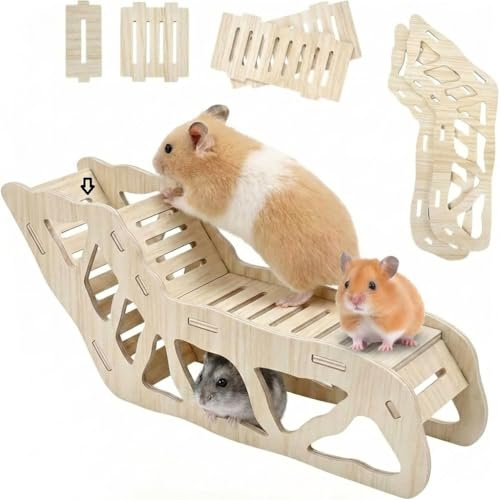TCETCY Échelle d'escalade pour Hamster, Cachette Tunnel Cochon d'Inde en Bois Cachette pour Petit Animal Échelle en Bois Jouet pour Hamster pour Petits Animaux de Compagnie, Gerbilles, Hamsters Nains