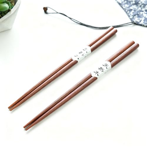 Rosenholz Essstäbchen Set – 2 Paar Essstäbchen inkl. Stoffbeutel – klassisch, wiederverwendbar & langlebig