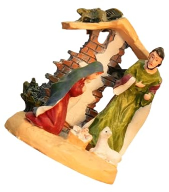 Nuatc Santa Familia Estatua de Belén de Resina con Estatua de Belén Estable Decoración de Mesa Navideña para Interior Y Belén Esculturas Para El Hogar