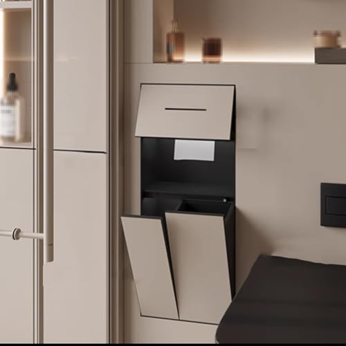 Niches De Salle De Bain Encastrée en Acier Inoxydable Facile À Installer | Avec Poubelle Amovible, Boîte À Mouchoirs, Rangements Et Porte-brosse WC Pour Le Salon Cuisine Salle De Bain