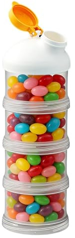 Milk Powder Pots,Candy Storage Tank, 4 Layer Airtight Leak, 9.2-Inch Portable Formula Storage Box, Airtight Leak-Proof Candy Tank for Travel, Stackable Formula Pots with Easy-Pour Funnel Lid
