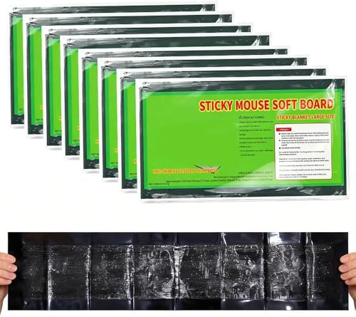 Trampa Ratones Pegamento, 8 Piezas Pegamento Ratones Fuerte 120 x 28 cm, Fácil de Instalar y Cortar, Trampas Adhesivas para Ratas, Insectos, Cucarachas y Grillos
