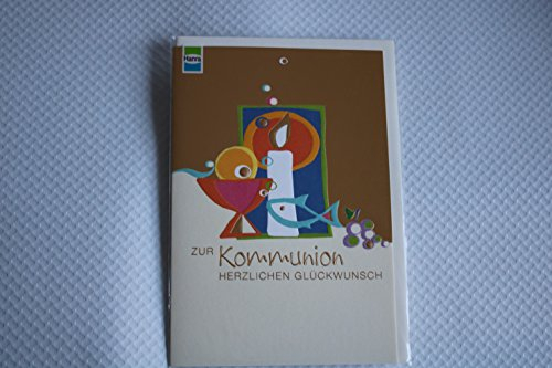 Kommunionkarte Kommunion Glückwunschkarte Grusskarte GeldkarteZur Kommunion herzlichen Glückwunsch - Karte mit Kelch und Goldprägung Karte mit Umschlag creme