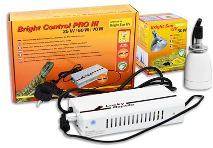 Lucky Reptile Bright Sun UV Desert Komplettset - 50 W Metalldampflampe inklusive Fassung & Vorschaltgerät - Reptilien Wärmelampe mit hitzebeständiger Keramikfassung - Terrarium Zubehör, 3-teiliges Set