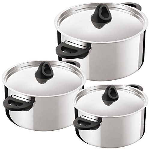 Kuhn Rikon Luna II 37319 Cookware Pot Set consists of Saucepan with Handle 2 L / 18 cm and Pots 3 L / 20 cm and 4 L / 22 cm