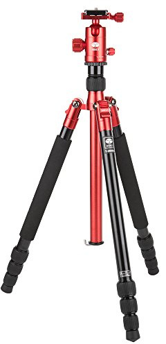 SIRUI T-004X Traveler Light - Treppiedi con testa sferica C-10X * versione vecchia * (Alu, altezza: 139 cm, peso: 0,95 kg, portata: 6 kg, colore: Rosso