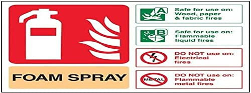 vsafety 11015 AR-S señal de extintor ID de spray de espuma, no para el uso en incendios, autoadhesivo, paisaje, 200 mm x 150 mm, color beige/negro/verde/rojo