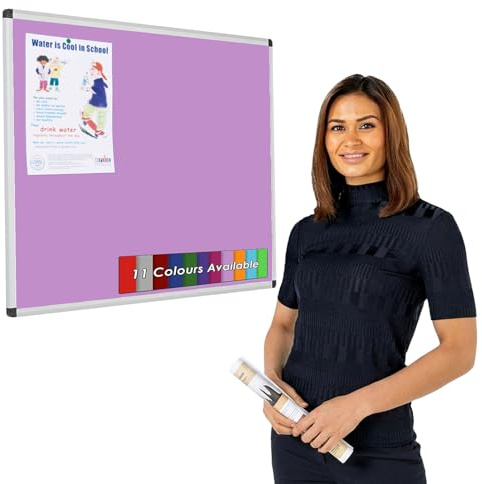 Wonderwall Nylon Notice Board 90 x 60cm, Lavender, Aluminium Frame | Lavender nylon pin board for notes and displays, pinnable anti fade surface, aluminium frame with concealed corner fixings