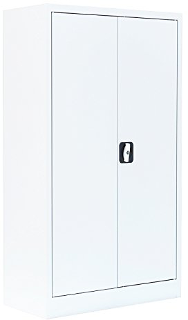 Flügeltürenschrank komplett montiert weiß Metallschrank abschließbar 120x80x38cm (HxBxT) Lagerschrank Aktenschrank 530297