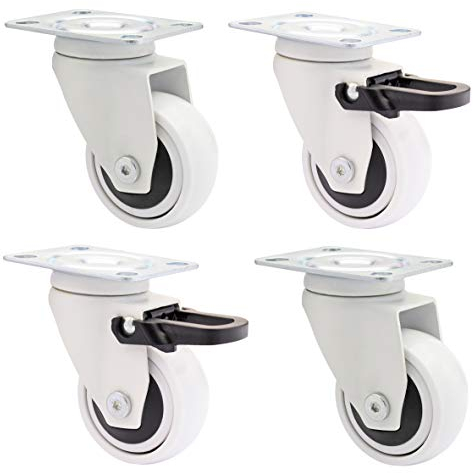 WAGNER design yourself 02225104 girevoli trasporto/Ruote per mobili senza 2 con freno, piastra a vite, Set di 4-Bianco, (Ø) 50 mm