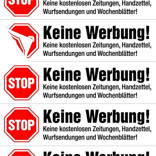 immi 10x Stop Keine Werbung Briefkasten Reklame Aufkleber matt einzeln abziehbar