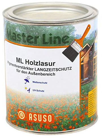 Asuso ML Holzlasur Langzeitschutz 0,75L Holzschutzlasur für aussen (0,75L, ebenholz)