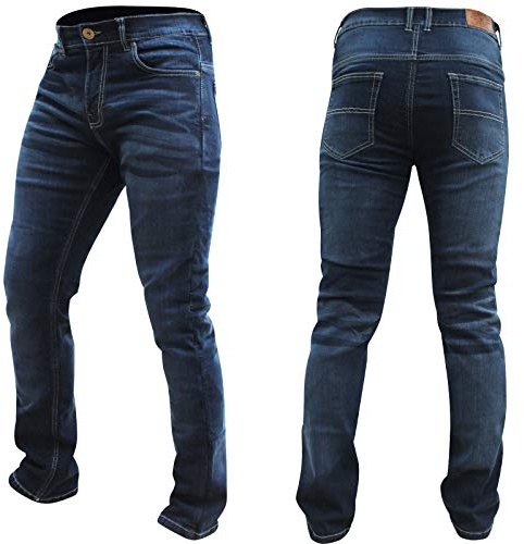 Bikers Gear Australia Jeans da moto moderni e comodi, elasticizzati, foderati, protettivi, con protezione CE 1621-1, blu lavaggio (34)