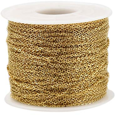 Asudaro 10 Meter Edelstahl Kabel Kette Metallkette Gliederkette Kabelkette Link Kette für Schmuck Herstellung Gold 1mm