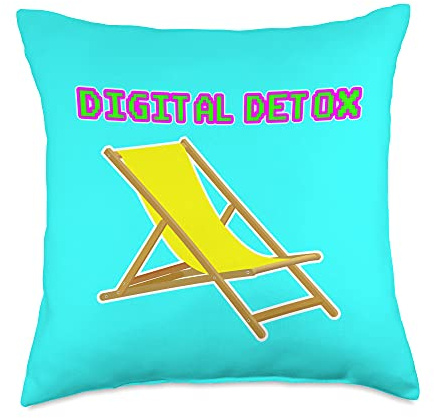 DIGITAL DETOX Deckchair Beach USA holiday sun vacation Throw Pillow