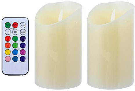 Uonlytech 2stücke Flammenlose Kerzen Mit Fernbedienung Romantische Elektronische Teelichter Bunten Farben Für Hochzeiten Abendessen Und Besondere Anlässe Ohne Batterien
