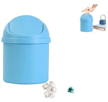 Mini Pattumiera Da Scrivania Con Coperchio Basculante, Cestino Da Scrivania, Mini Cestino in Plastica Riutilizzabile Pattumiera per Rifiuti per Casa, Cucina, Camera Da Letto, Bagno, Ufficio(Blu)