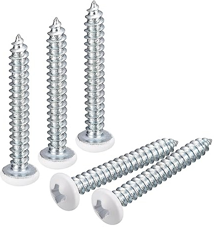 sourcing map Lot de 100 vis autotaraudeuses blanches ST4 x 30 mm, vis à bois cruciformes pour le travail du bois