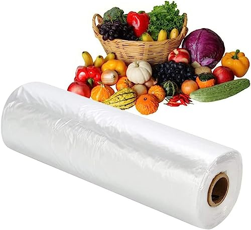 500 Polythene Bags on a Roll - Clear Plastic Fruit Vegetable Butchers Counter Bags | 9 x 14 | for Fruit/Veg/Food/Meat (1 Roll)