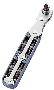 GVSAVY 1-Piece Mini Ratchet Screwdriver Set with 4 Multi-Purpose Bits, High Torque Right Angle EDC Tool, 90 Degree Mini Offset Reversible Drive Handle