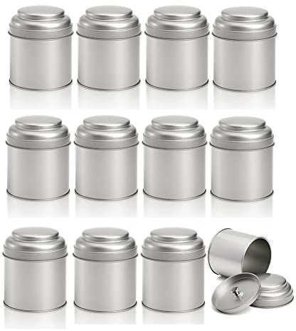 JUJNE 12 barattoli di per tè con doppio coperchio ermetico da 226,8 g, scatola rotonda piccola da cucina per foglie sfuse