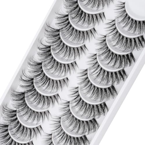 Clear Band Wimpern Russische Volume Fluffy Strip Lashes 10 Paar Natrliche Wispy D Curly Falsche Wimpern sehen aus wie Verlängerungen… (HTAL05)