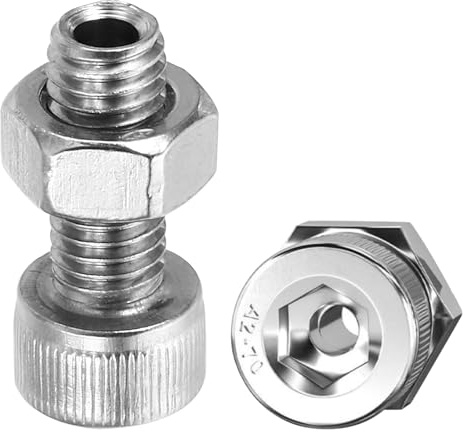 PATIKIL M8x20mm Hexagonal Tapón Tornillo, 2 Juego Cilíndrico Hueco Perno Tuerca Kit Lámpara Roscado Tornillos Pasante Agujero Sujetadores, 304 Inoxidable Acero