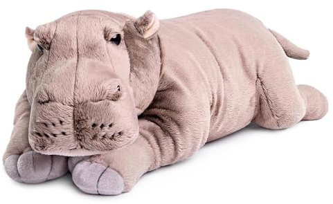 lilizzhoumax Realistisches Flusspferd Plüschtier, 46 cm Liegend Nilpferd Stofftier, Weiches Flusspferd Kuscheltier, Lebensechtes Tier Plüschpuppe für Kinder, Heimdekoration & Geschenk