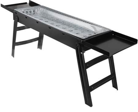 gernie Portable Charcoal Grill, Pull Out Multifunctional Stainless Steel Folding Charcoal Grill Good Heat Conductivity Notebook Charcoal BBQ Grill for Garden Camping Picnics Parties