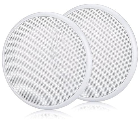 Unifizz 2 x 16,5 cm große Auto-Deckenlautsprecher-Abdeckungen, weiß, rund, kommerzielle Lautsprechergitter für 16,5 cm Lautsprecher, dekorativer Ring, DIY-Zubehör