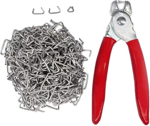 Hog Ring Zangen-Set, gerade, 300 Stück, Schweineringe, professionelles Polster-Installationsset, Werkzeug für Tierkäfige, Seile, Taschen, Heimwerkerhandwerk und Möbelpolster