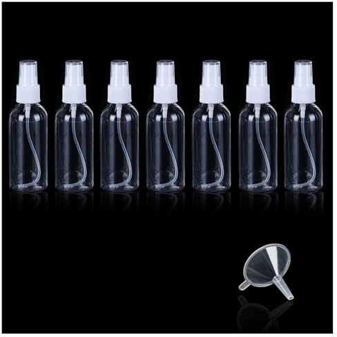 Fin sprayflaska – 7-pack 30 ml reseflaskor, genomskinliga, tomma påfyllningsbara plastflaskor, transparent för semesterresor (30 ml)