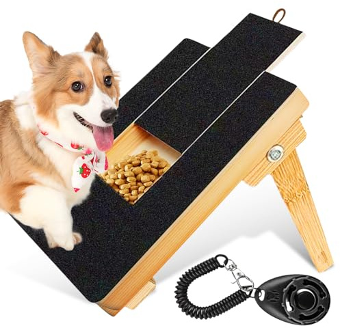 LEKEFETO Levigatrice multifunzionale per artigli per cani: cuscinetto per unghie per cani con scatola per snack e clicker per addestramento del cane, carta vetrata per grattare per la cura delle