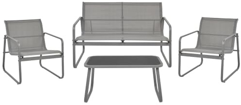 Beliani Lounge Set Metall grau 4-Sitzer Tisch Gartensofa Sessel Barrea