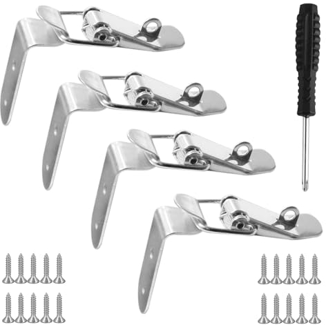 4 Pz Chiusura a Leva, Chiusura di Tensione, Serratura a Molla Acciaio Inossidabile, Chiusura a Angolo a 90 Gradi, Chiusura a Molla a Levetta per Valigie Scatole Armadi Chiusure a Tensione