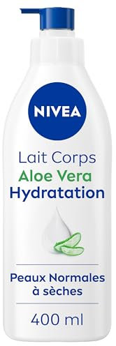 NIVEA Lait corps à l'Aloe Vera Hydratation 72h (1 x 400 ml) — Lait hydratant à l'Acide Hyaluronique pur — Crème hydratante corps rafraîchissante pour peaux normales à sèches