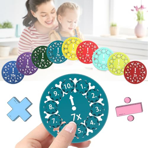 Mathe Fidget Spinner (9 Stück),Fidget Toys für Kinder,1x1 Lernen Spiel,rechenschieber knobelspiele,Interaktive Montessori Spielzeug zum Lernen Multiplikation und Division,mitgebsel Kindergeburtstag.