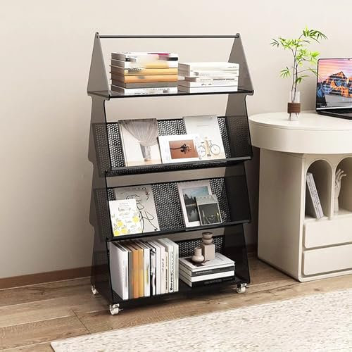 Küchenregal mit Rollen,Bücherregal für Kinder,Kinder-Bücherregal,Zeitschriftenständer,Bücherregal für Schlafzimmer,für Büro, Arbeitszimmer, Wohnzimmer, Schlafzimmer.(69 * 34 * 123cm)