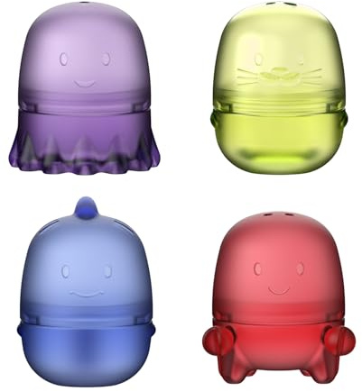 Ubbi Translucent Interchangeable Bath Toys for Baby and Toddler, Colorful Mix and Match Baby Bathtub Toys, Easter Basket Stuffer, Set of 4