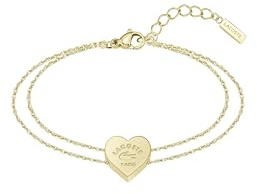 Lacoste Damen Gliederarmband Kollektion LOVE MY CROC aus Edelstahl (Gold oder Silber) mit Herzanhängern
