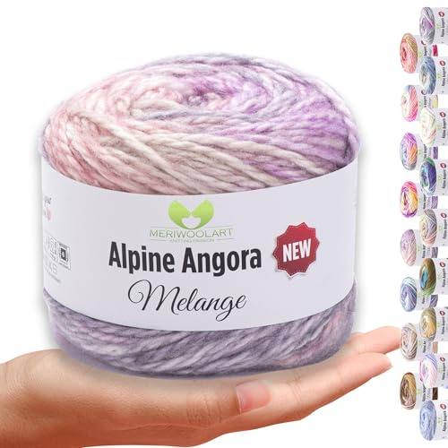 MeriWoolArt® Merino Wolle zum Stricken – 150 m Mehrfarbige Dicke Weiche Merinowolle für Pullover und Jacken – XXL Handstrickwolle – Voluminöse DIY Wolle für Schals, Decken, Tücher & Geschenke 6413