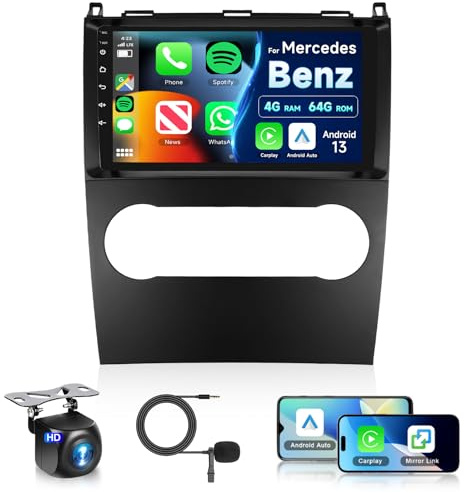 Hodozzy 8 Core 4G+64G Autoradio für Mercedes Benz A B Klasse B200 W169 A160 A180 A200 A220 2008-2012, 9 Zoll Touchscreen Carplay Android Auto,2 DIN Radio Navi Bluetooth DSP WiFi FM RDS Rückfahrkamera