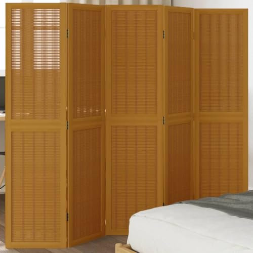 Mobilier d'extérieur Paravent 5 panneaux en bois massif marron Paulownia