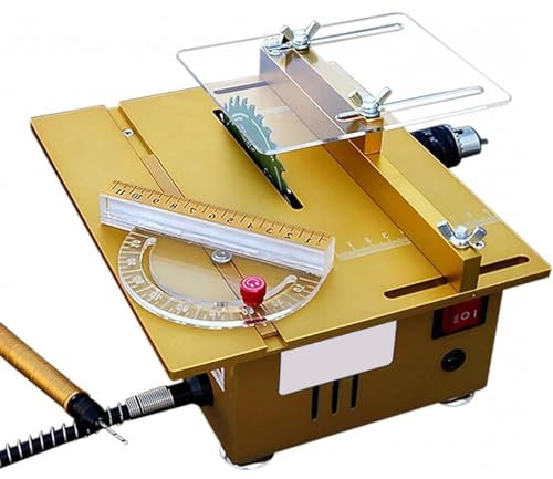 HmLotd Sega da Tavolo Multifunzione, Mini taglierina da Tavolo, Il Tavolo può Essere alzato e abbassato e l'angolo può Essere Regolato Liberamente da 0 a 90°. Mandrino per Trapano di Alta qualità per