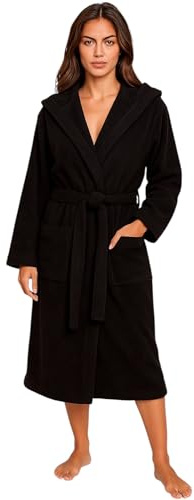 Buccia di Mela Accappatoio Uomo Donna in spugna 100% Cotone con Cappuccio Tasche e cintura 390 gsm (IT, Testo, XXL, Regular, Regular, Nero)