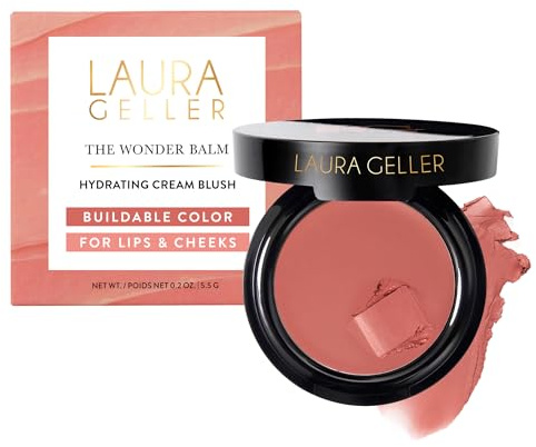 LAURA GELLER NEW YORK The Wonder Balm Cream Blush - Hydrating Weightless Subtle Hint of Color + Glow for Mature Skin - Vegan Squalane - Apply to Cheeks & Lips (02 Pinch-Me Pink)