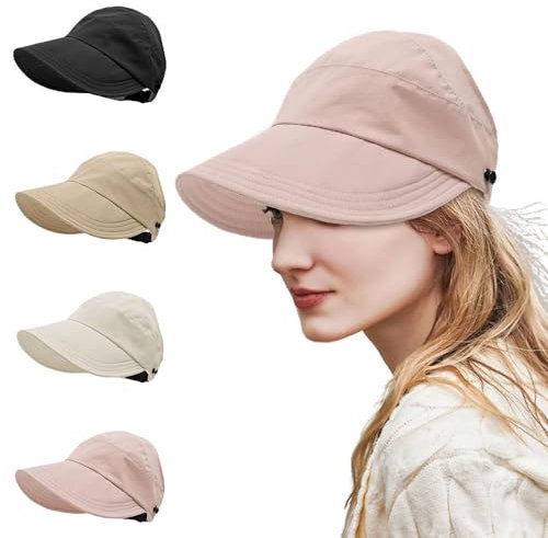 kailisi Outdoor UV Protection Hollow Top Sun Hat, UV Schutz Sonnenhut für Damen, Faltbar Tragbar Fischerhut mit Breite Krempe (DE/NL/SE/PL, Alphanumerisch, Einheitsgröße, Pink)