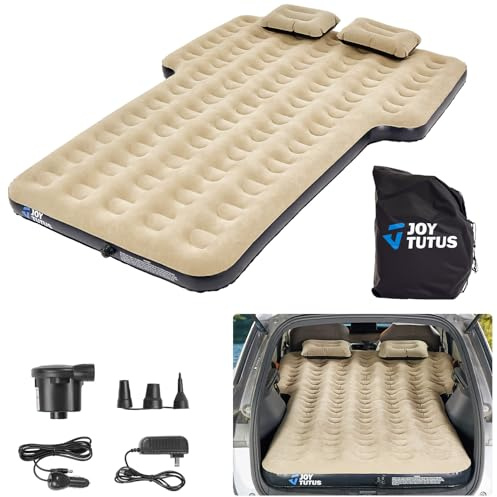 JOYTUTUS Materasso per auto, SUV con pompa ad aria, Uniwerselles, letto auto con 2 cuscini d'aria per bagagliaio, viaggio/campeggio/casa/all'aperto, grigio, S