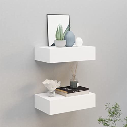 FENLAX Schubladenregal 40x23,5x10 cm 2 Pcs 40x23,5x10 cm MDF, Metall Weiß Wandschrank Mit Schublade Mit Schublade Wandregal Mit Schubladen Hängeschublade Wohnwand
